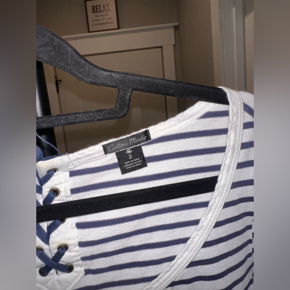 Maison Scotch & Soda Size 2 Women's Striped Top - Black and White Logo Tshirt - Picture 8 of 13